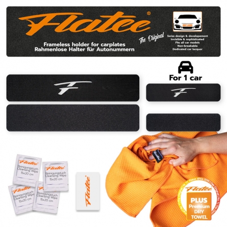 Flatee Set für 1 Auto + Vitrosucker Premium Glastuch