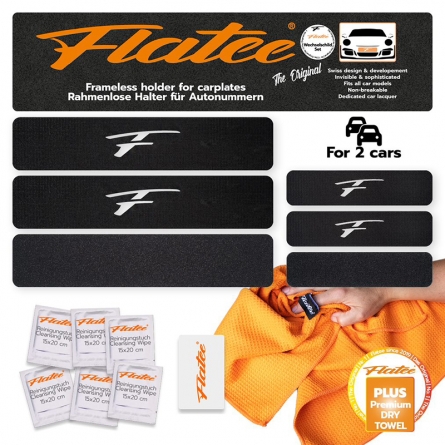 Flatee Set für 2 Autos + Vitrosucker Premium Glastuch